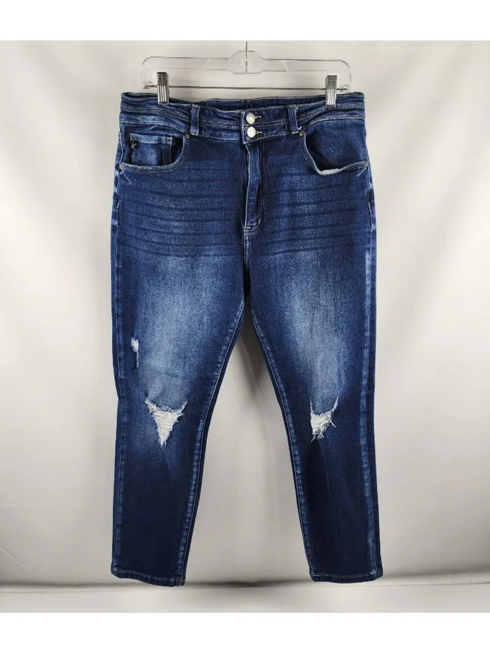 KanCan Jeans Womens 31x26 Blue High Rise Distressed Cropped Denim 128035